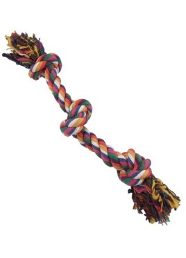 Pet Brands Multi Colour Three Knot Cotton Rope Tug Large 